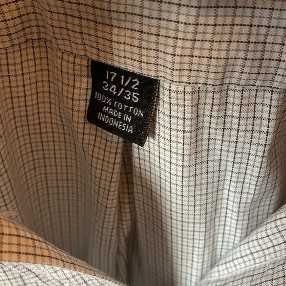 Kenneth Roberts Platinum Tan Gray Checkered Button Down Size 17.5 - Picture 3 of 7